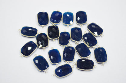 Sapphire Chalcedony Faceted Baguette Shape Connector , Sold By Piece , 15x27 mm , RB-5402