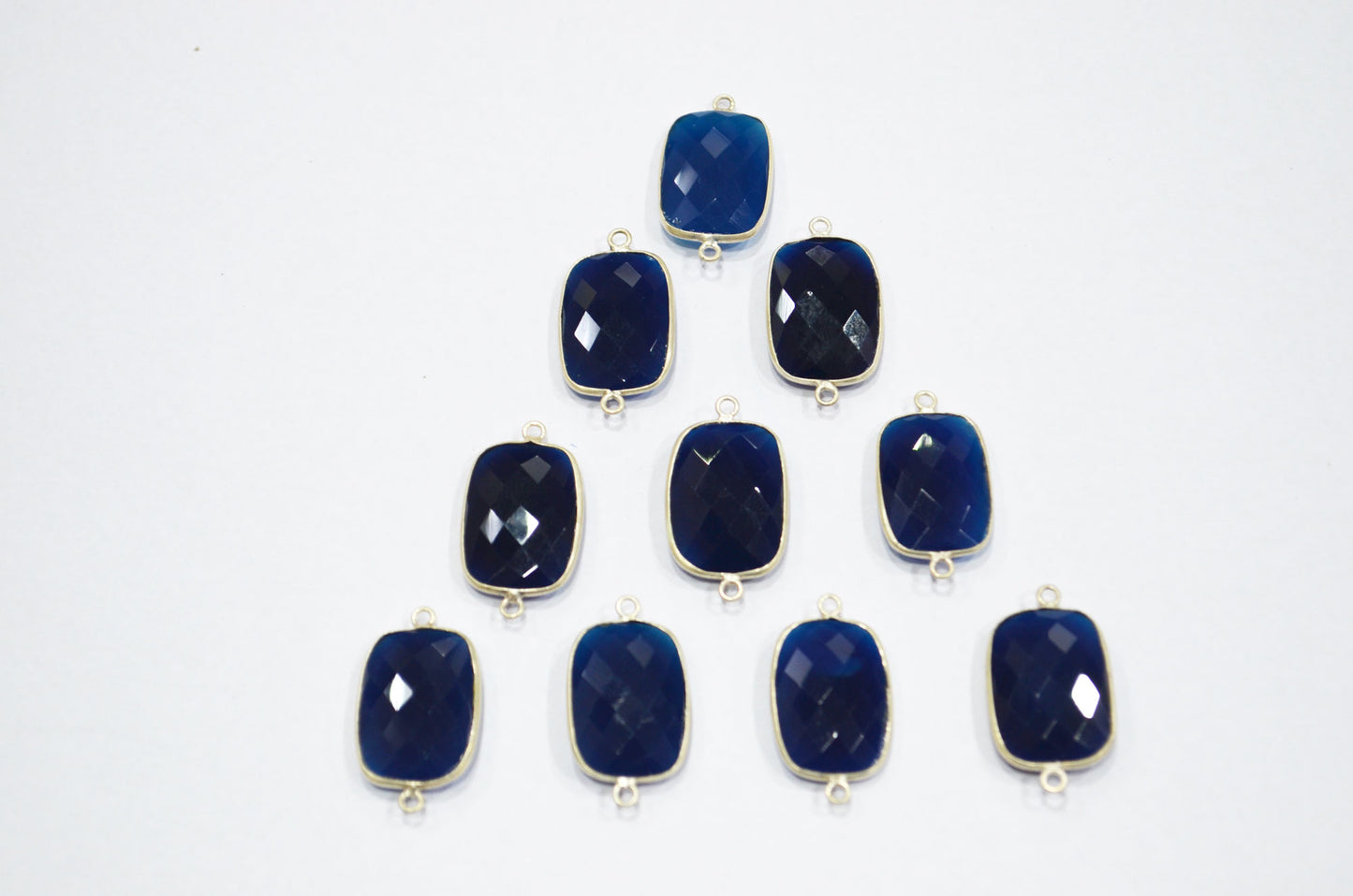 Sapphire Chalcedony Faceted Baguette Shape Connector , Sold By Piece , 15x27 mm , RB-5402