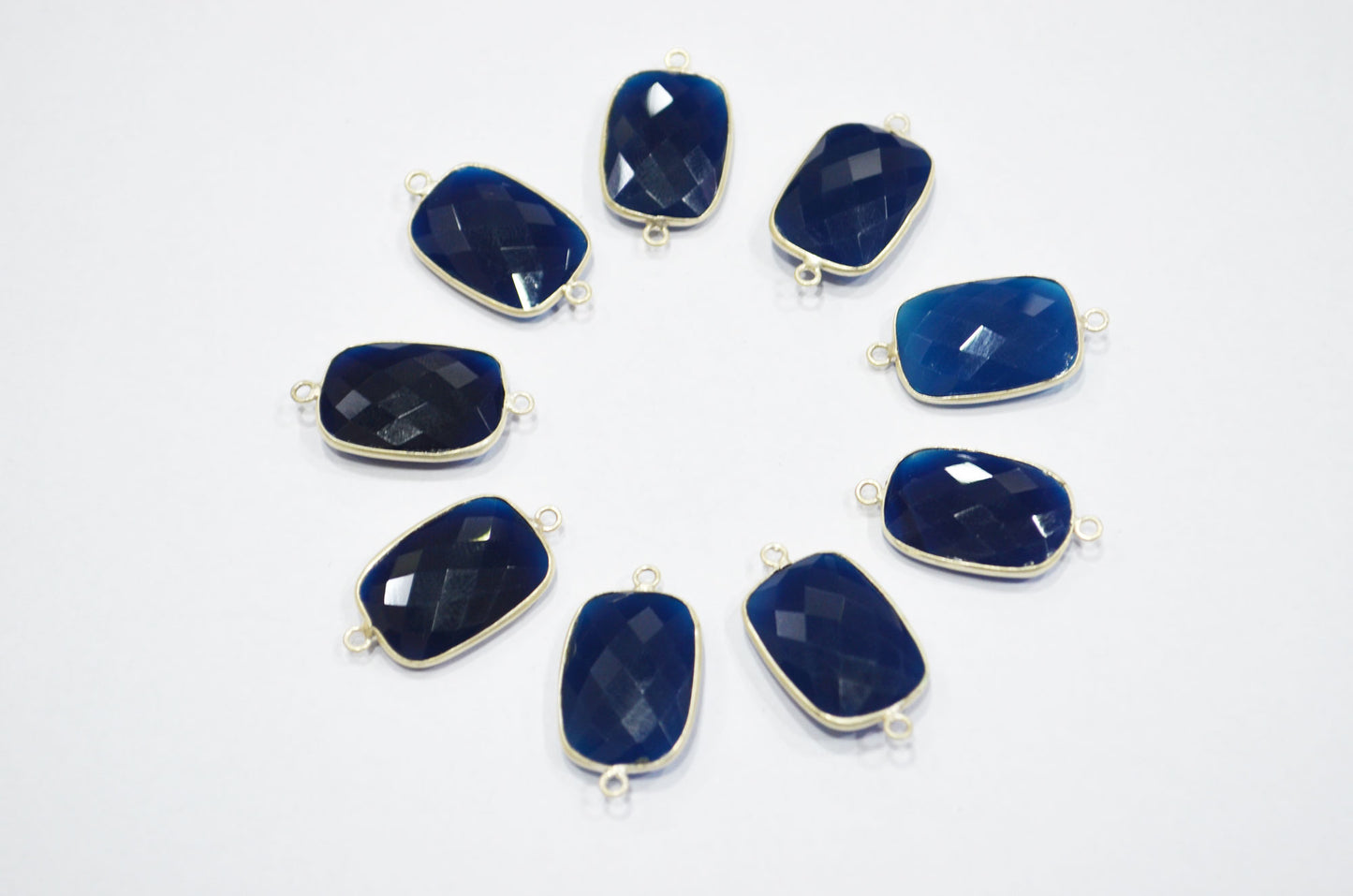 Sapphire Chalcedony Faceted Baguette Shape Connector , Sold By Piece , 15x27 mm , RB-5402
