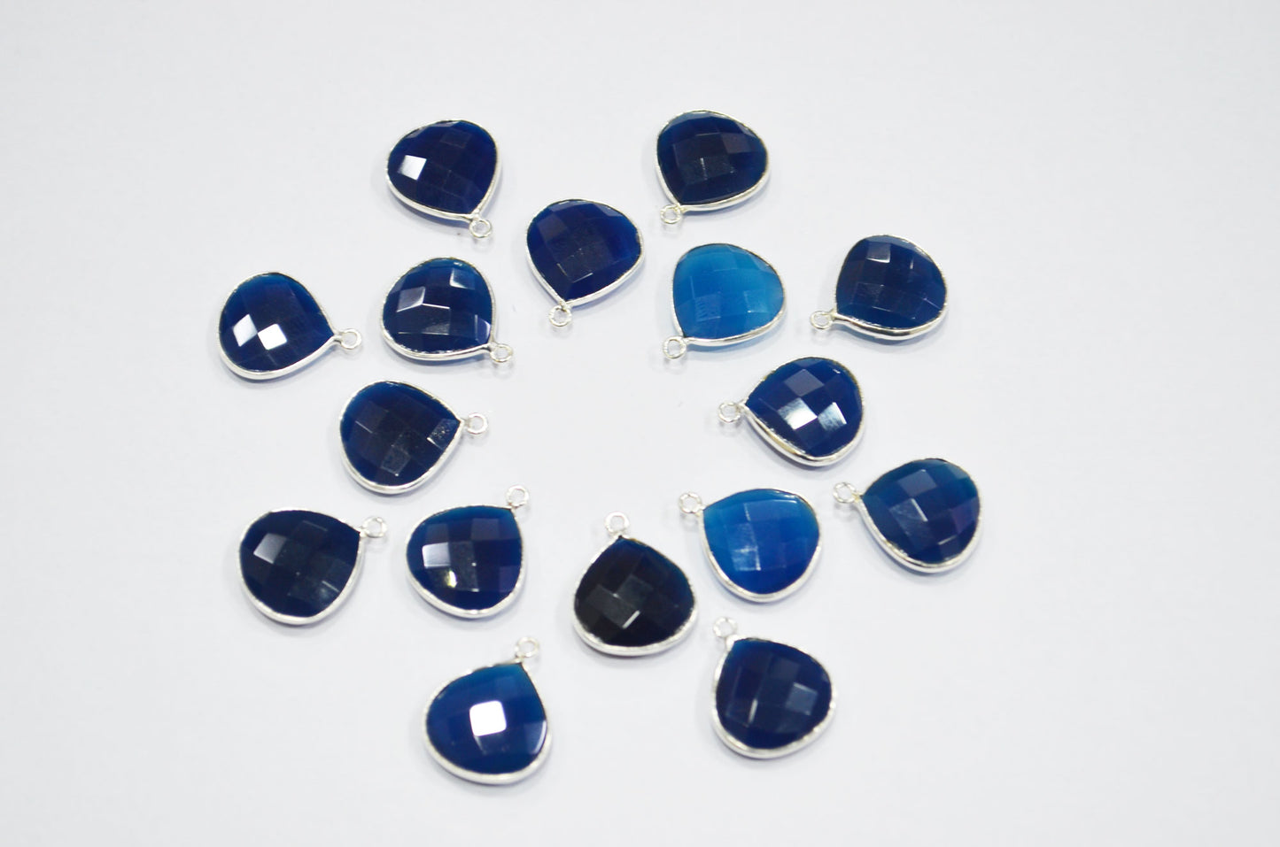 Sapphire Chalcedony Faceted Heart Shape Connector , Sold By Piece , 16 mm , RB-5404