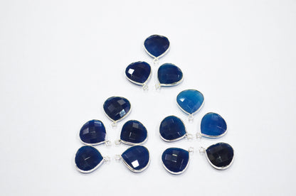 Sapphire Chalcedony Faceted Heart Shape Connector , Sold By Piece , 16 mm , RB-5404
