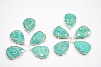 Amazonite Faceted Pear Shape Single Bail Connector , Sold By Piece , 16x25 mm , RB-5405A