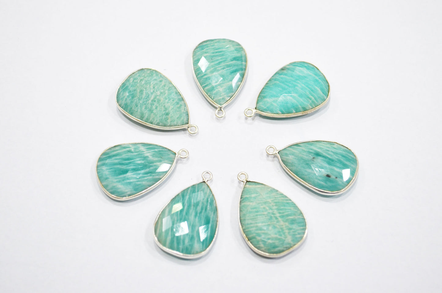 Amazonite Faceted Pear Shape Single Bail Connector , Sold By Piece , 16x25 mm , RB-5405A