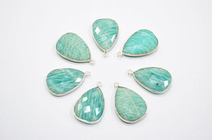 Amazonite Faceted Pear Shape Single Bail Connector , Sold By Piece , 16x25 mm , RB-5405A