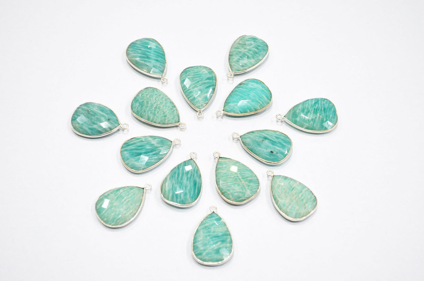 Amazonite Faceted Pear Shape Single Bail Connector , Sold By Piece , 16x25 mm , RB-5405A
