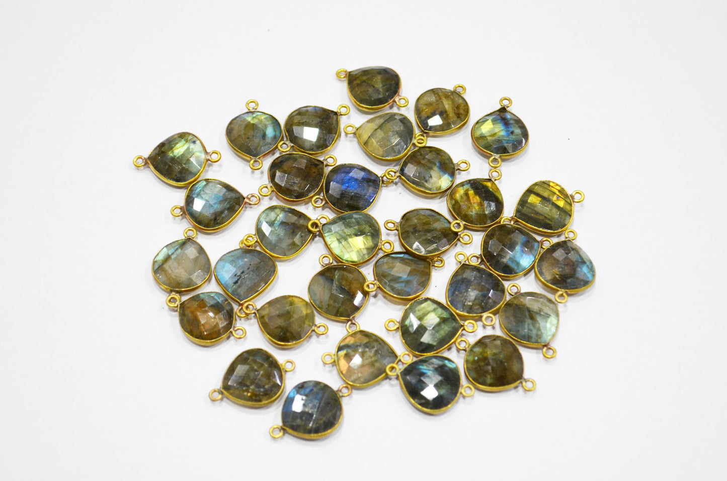 Labradorite Faceted Heart Shape Connector , Sold By Piece , 15 mm , RB-5406