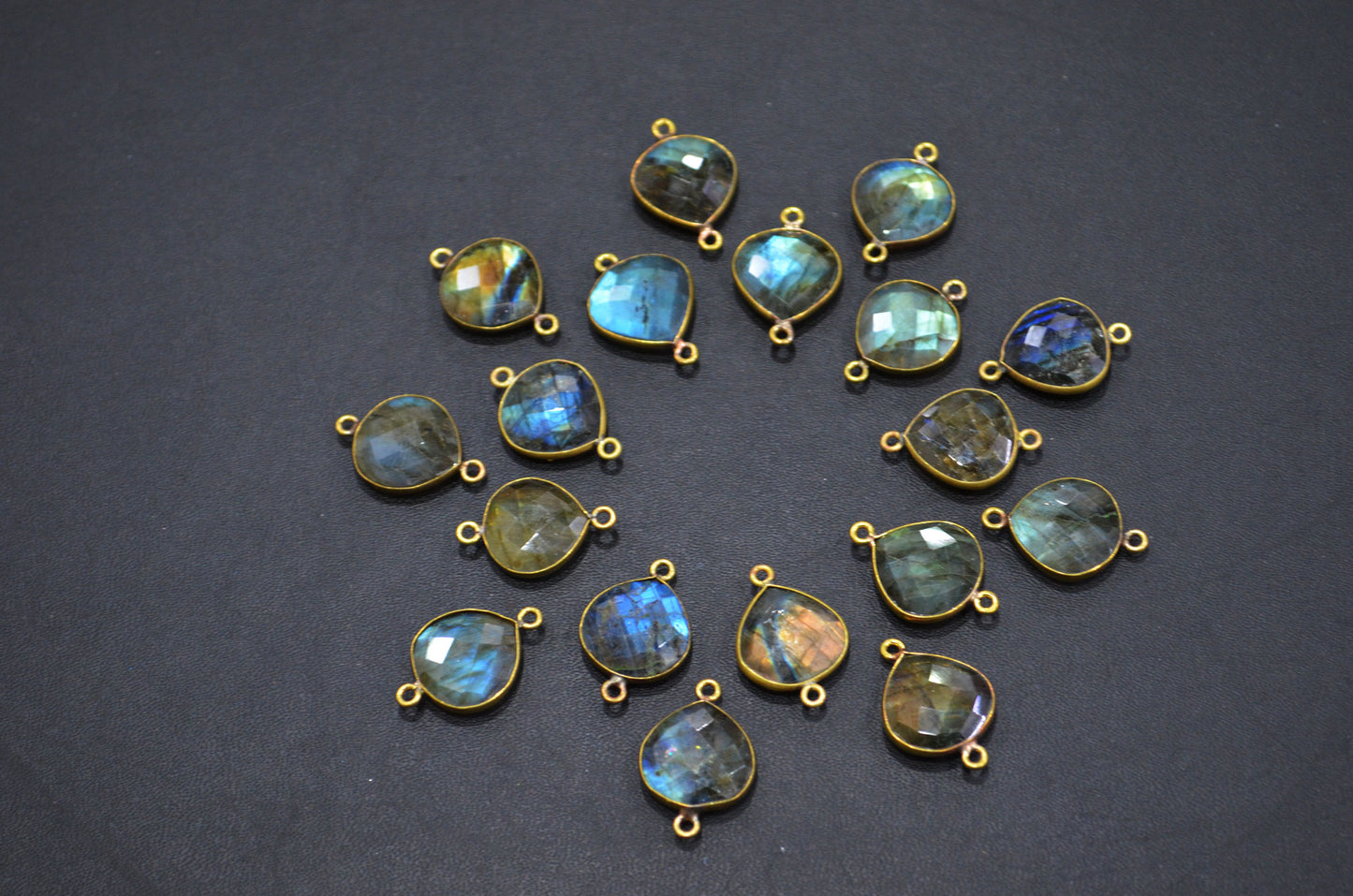 Labradorite Faceted Heart Shape Connector , Sold By Piece , 15 mm , RB-5406