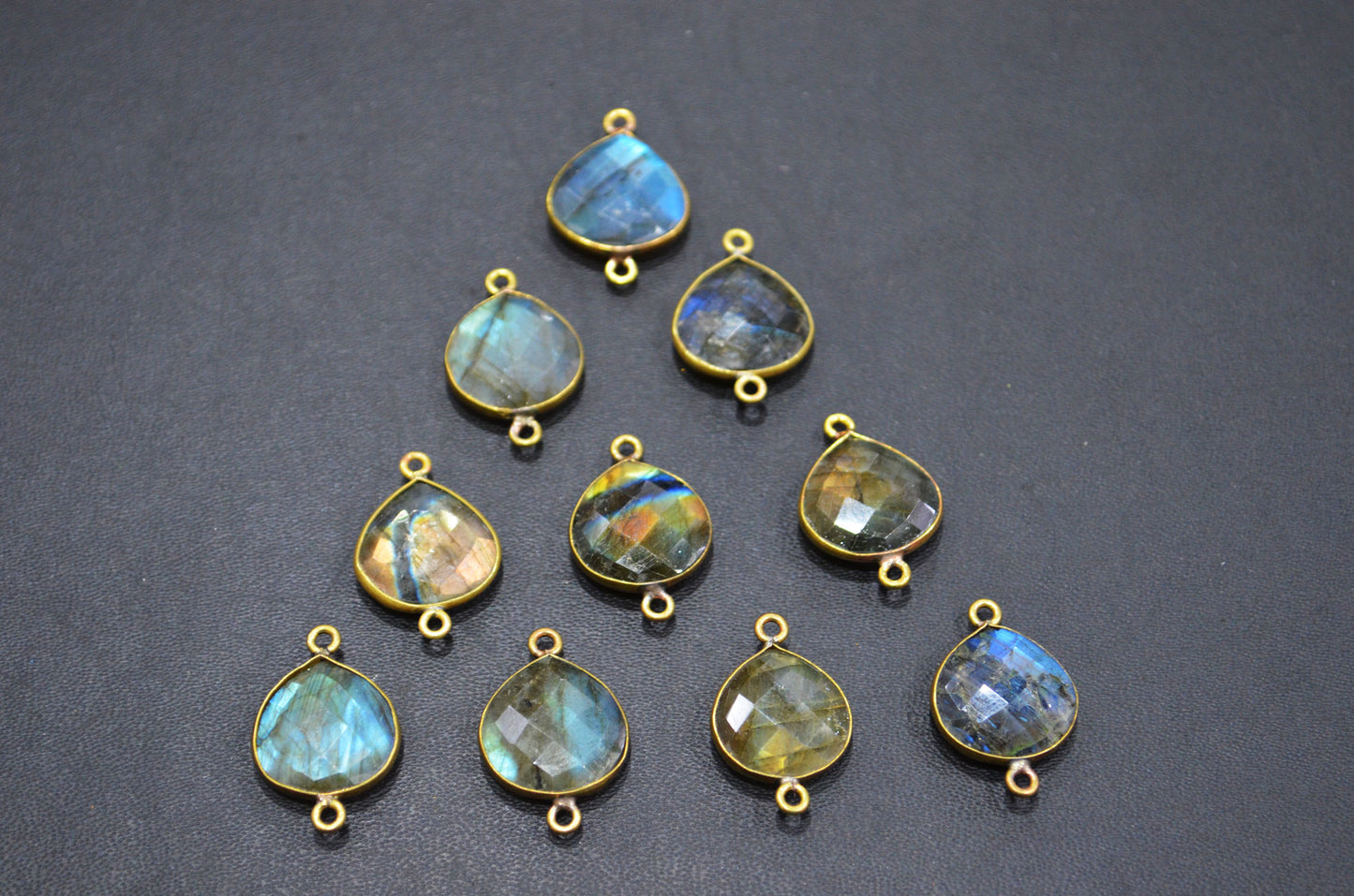 Labradorite Faceted Heart Shape Connector , Sold By Piece , 15 mm , RB-5406