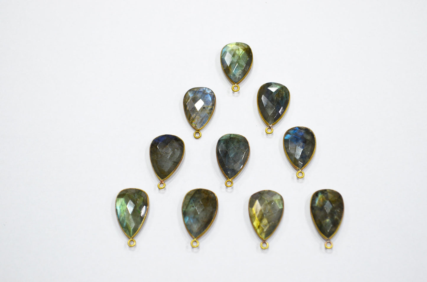 Flashy Labradorite Faceted Pear Shape Connector , Sold By Piece , 13x20 mm , RB-5407