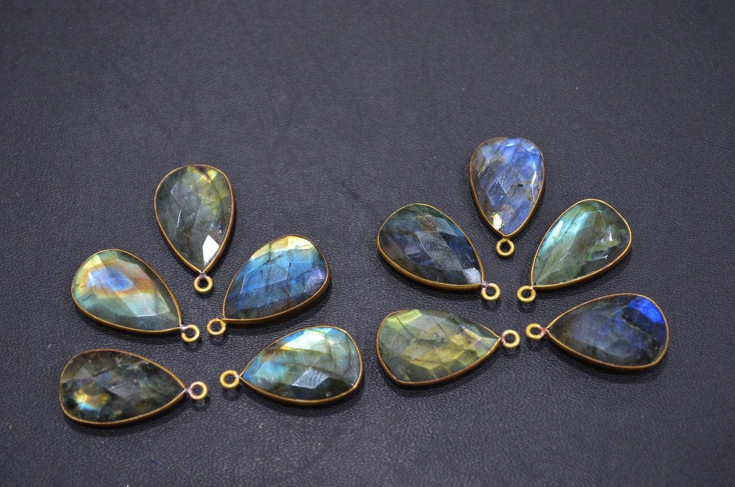 Flashy Labradorite Faceted Pear Shape Connector , Sold By Piece , 13x20 mm , RB-5407
