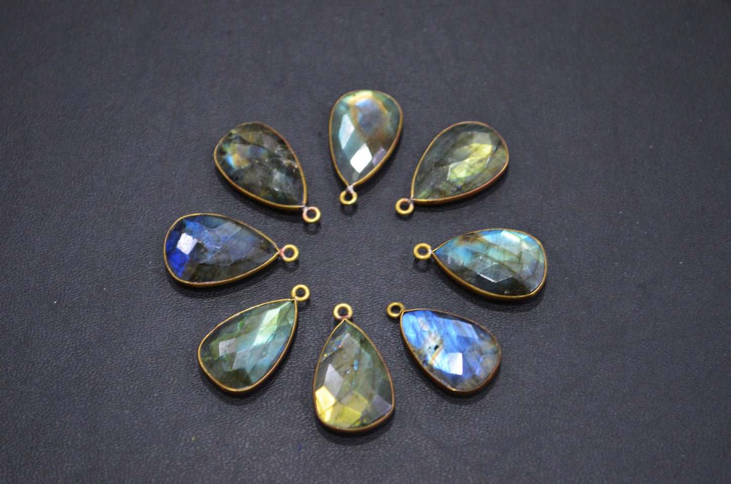 Flashy Labradorite Faceted Pear Shape Connector , Sold By Piece , 13x20 mm , RB-5407