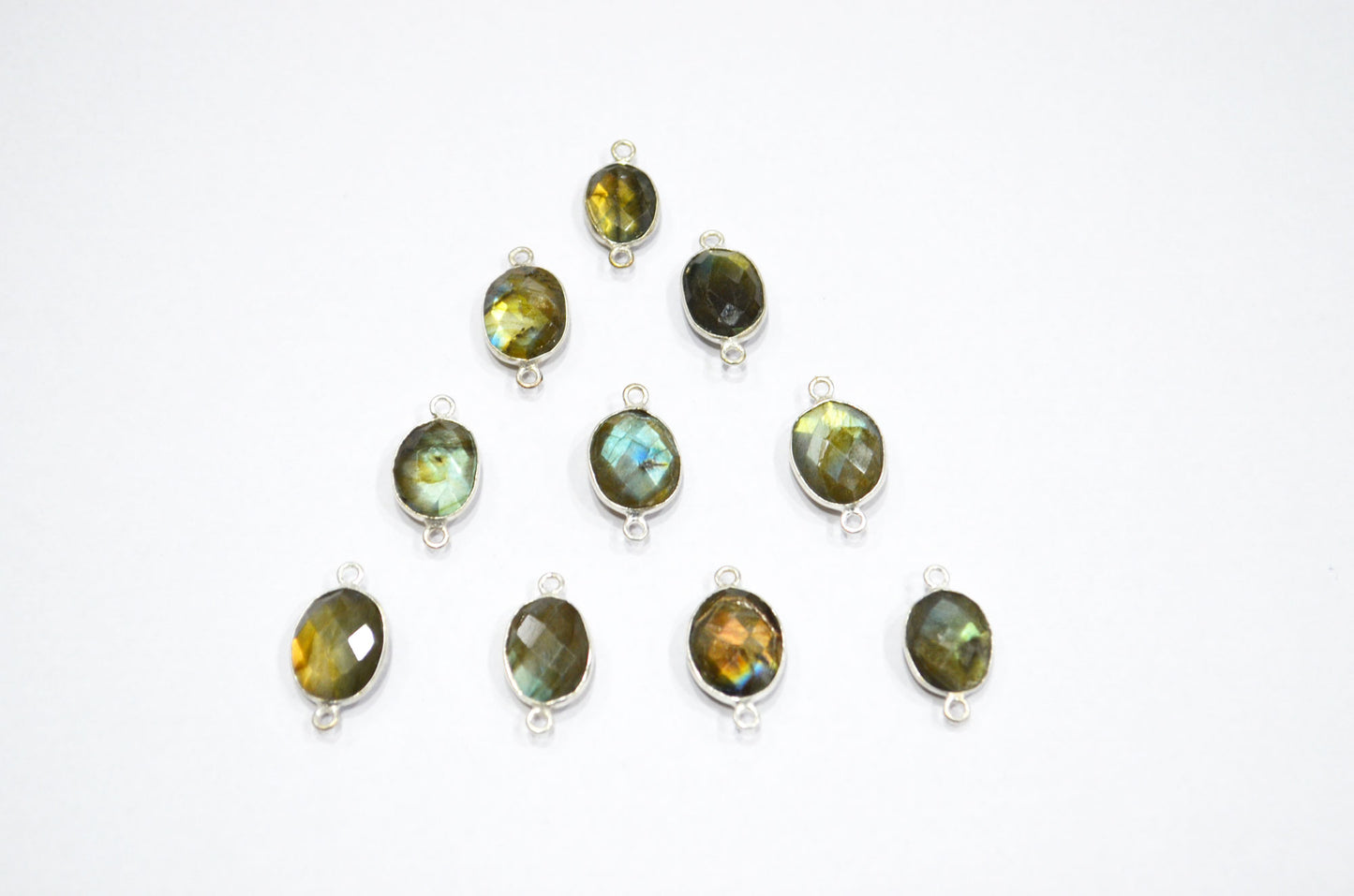 Labradorite Faceted Oval Shape Connector , Sold By Piece , 12 - 17 mm , RB-5408
