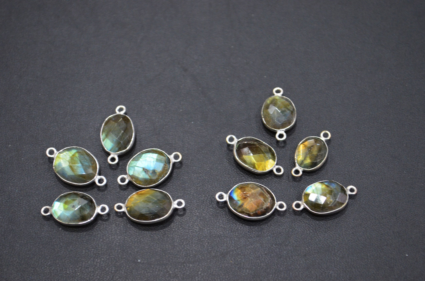 Labradorite Faceted Oval Shape Connector , Sold By Piece , 12 - 17 mm , RB-5408