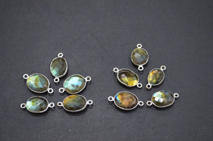 Labradorite Faceted Oval Shape Connector , Sold By Piece , 12 - 17 mm , RB-5408