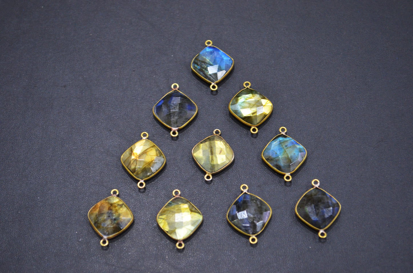 Labradorite Faceted Cushion Shape Connector , Sold By Piece , 15 mm , RB-5410