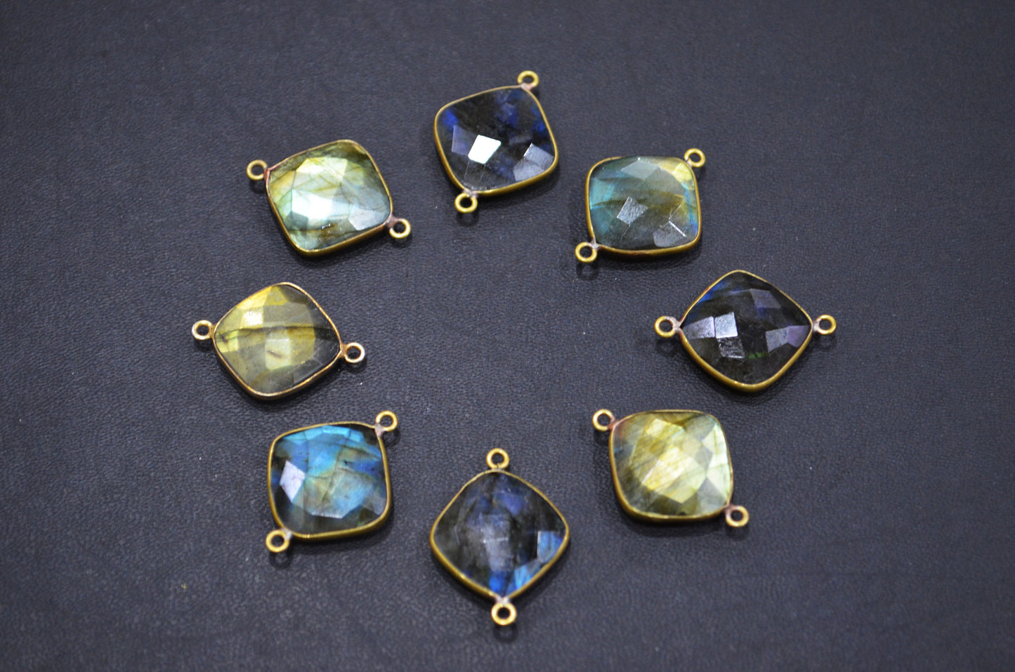 Labradorite Faceted Cushion Shape Connector , Sold By Piece , 15 mm , RB-5410