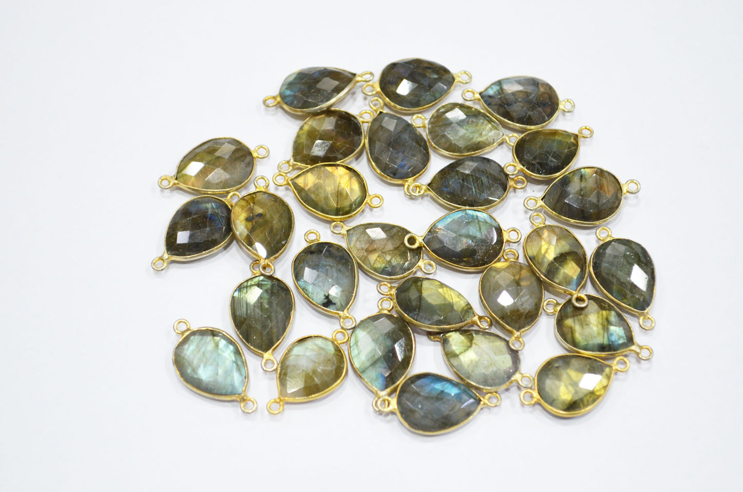 Labradorite Faceted Pear Shape Connector , Sold By Piece , 21 - 22 mm , RB-5414