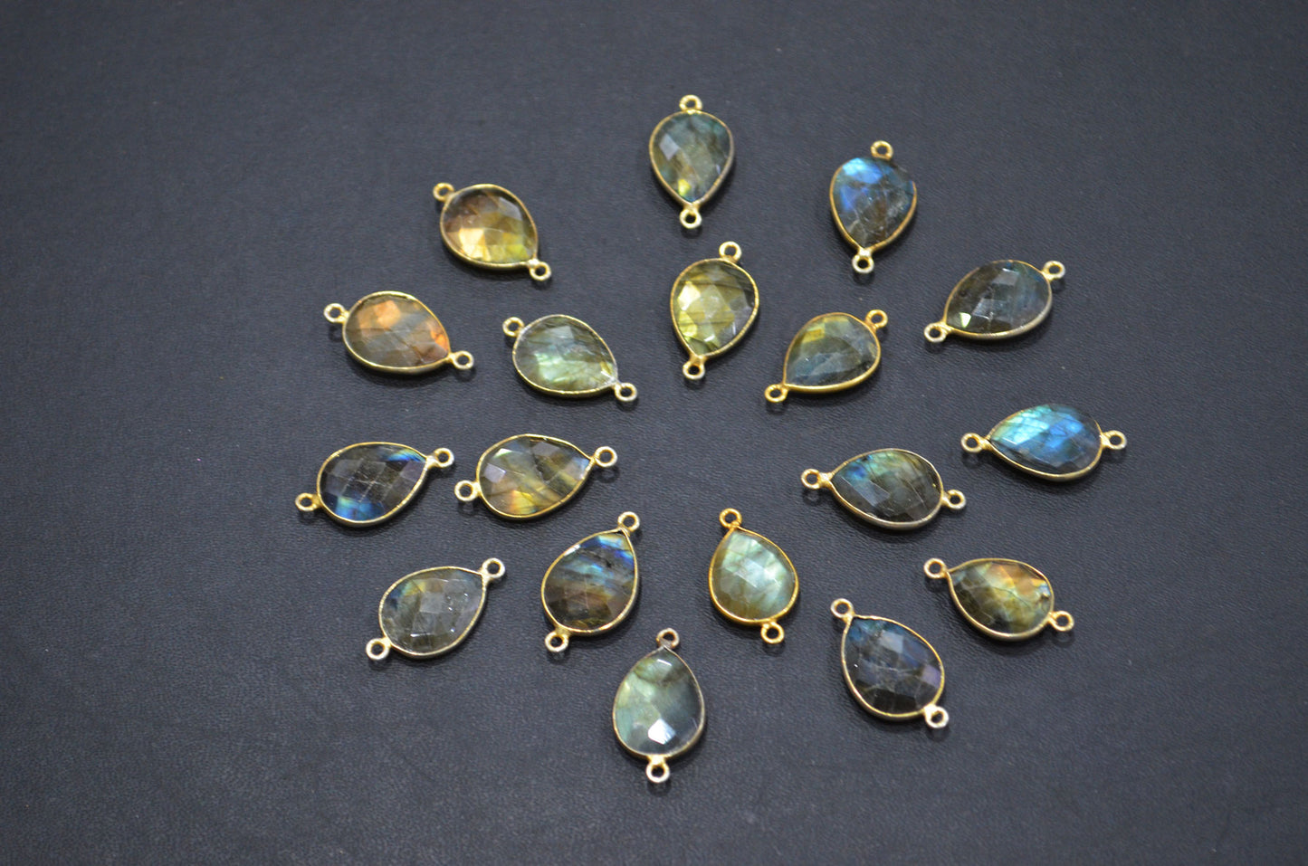 Labradorite Faceted Pear Shape Connector , Sold By Piece , 21 - 22 mm , RB-5414