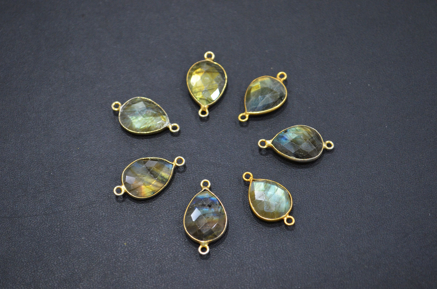 Labradorite Faceted Pear Shape Connector , Sold By Piece , 21 - 22 mm , RB-5414