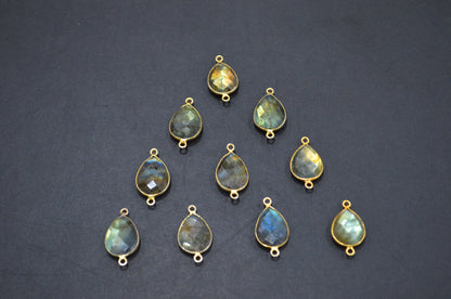 Labradorite Faceted Pear Shape Connector , Sold By Piece , 21 - 22 mm , RB-5414