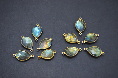 Labradorite Faceted Pear Shape Connector , Sold By Piece , 21 - 22 mm , RB-5414