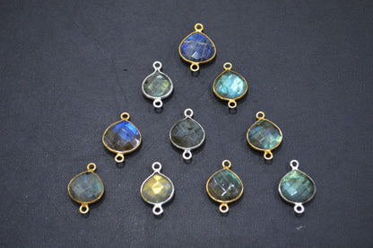 Labradorite Faceted Heart Shape Connector , Sold By Piece , 11 - 13 mm , RB-5415