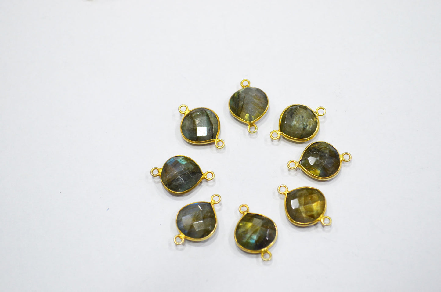 Labradorite Faceted Heart Shape Connector , Sold By Piece , 11 - 13 mm , RB-5415
