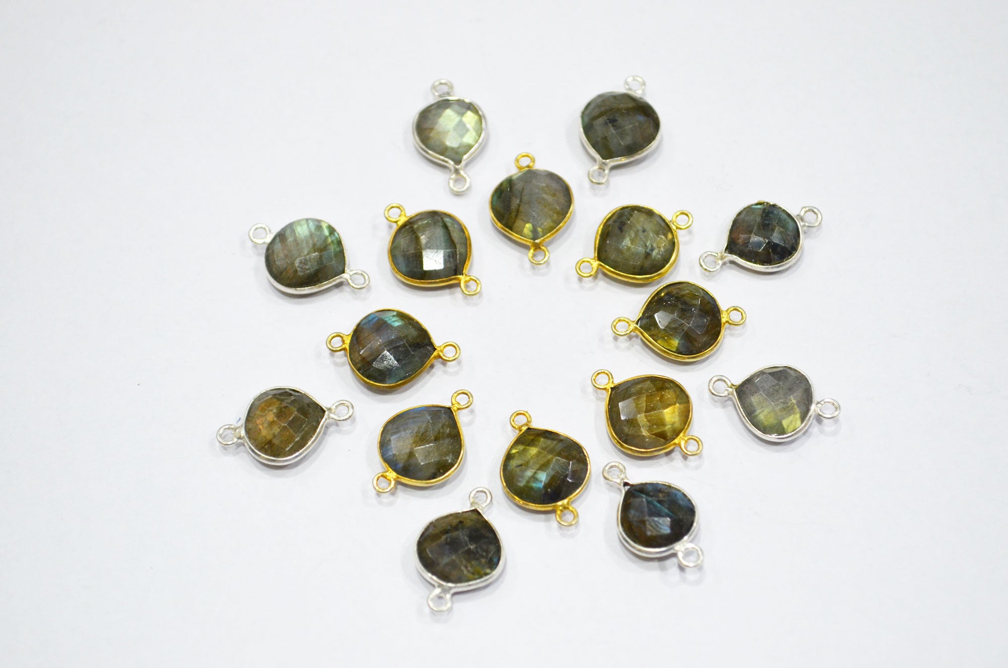 Labradorite Faceted Heart Shape Connector , Sold By Piece , 11 - 13 mm , RB-5415
