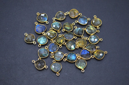 Labradorite Faceted Heart Shape Connector , Sold By Piece , 11 - 13 mm , RB-5415