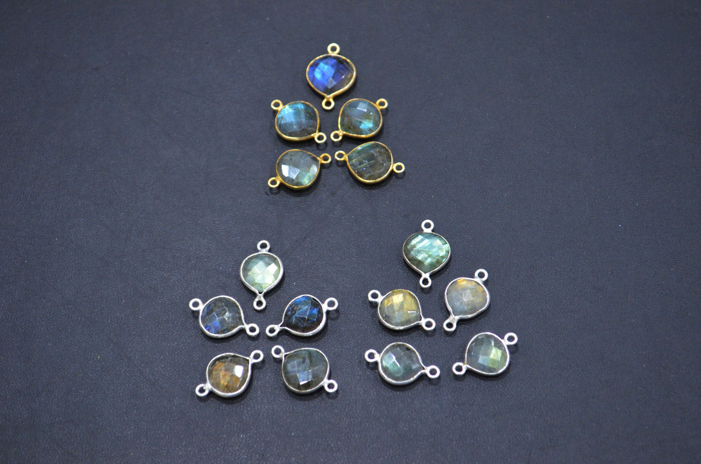 Labradorite Faceted Heart Shape Connector , Sold By Piece , 11 - 13 mm , RB-5415