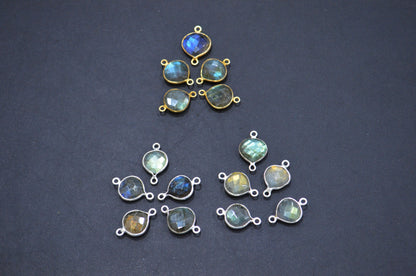 Labradorite Faceted Heart Shape Connector , Sold By Piece , 11 - 13 mm , RB-5415