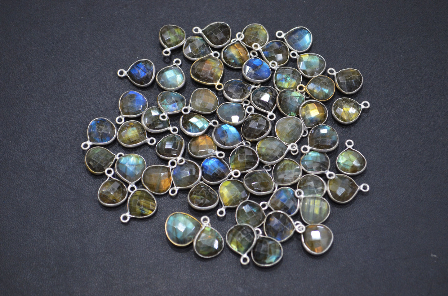 Labradorite Faceted Heart Shape Connector , Sold By Piece , 11 - 13 mm , RB-5416