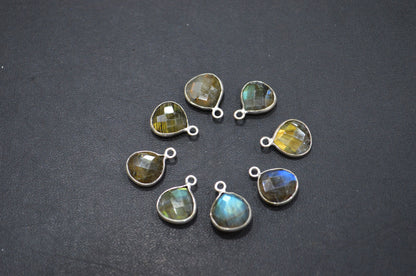 Labradorite Faceted Heart Shape Connector , Sold By Piece , 11 - 13 mm , RB-5416
