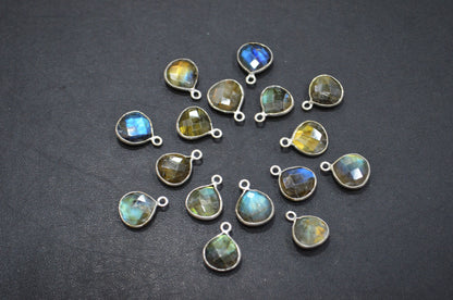 Labradorite Faceted Heart Shape Connector , Sold By Piece , 11 - 13 mm , RB-5416