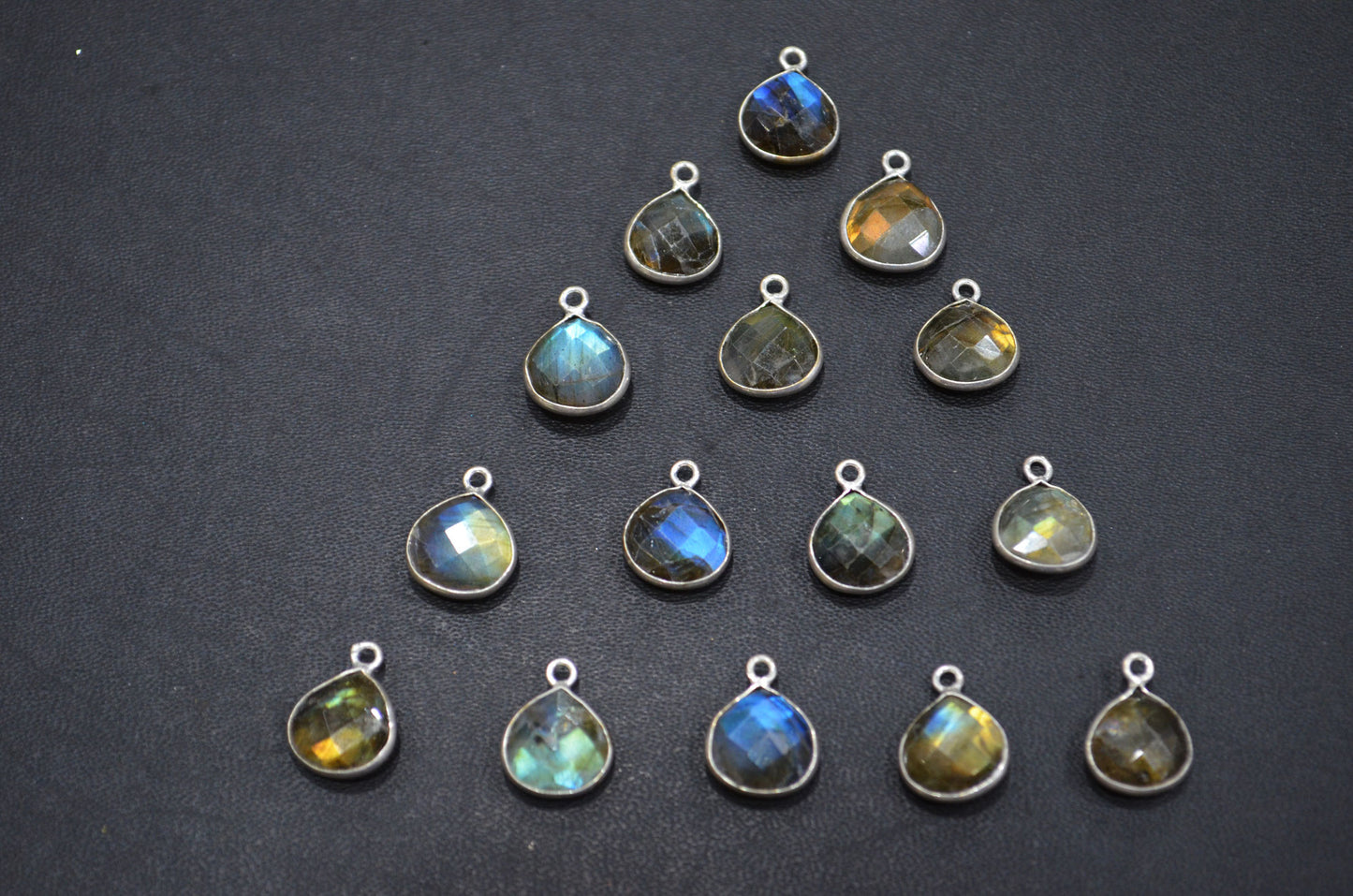 Labradorite Faceted Heart Shape Connector , Sold By Piece , 11 - 13 mm , RB-5416