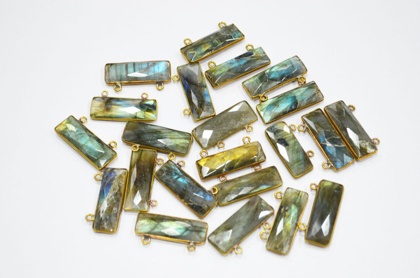 Labradorite Faceted Baguette Shape Connector , Sold By Piece , 12x31 mm , RB-5417