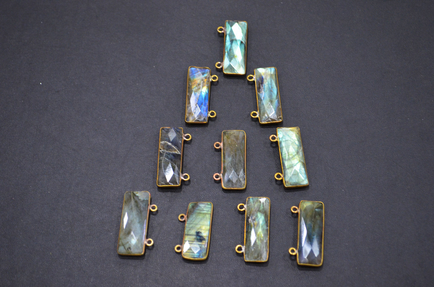 Labradorite Faceted Baguette Shape Connector , Sold By Piece , 12x31 mm , RB-5417