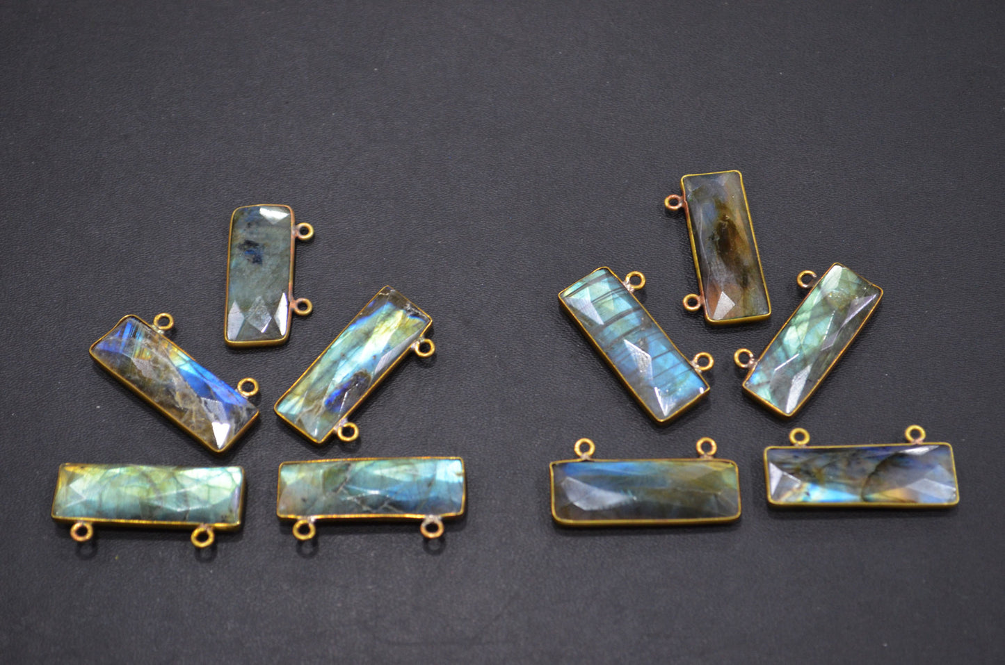 Labradorite Faceted Baguette Shape Connector , Sold By Piece , 12x31 mm , RB-5417