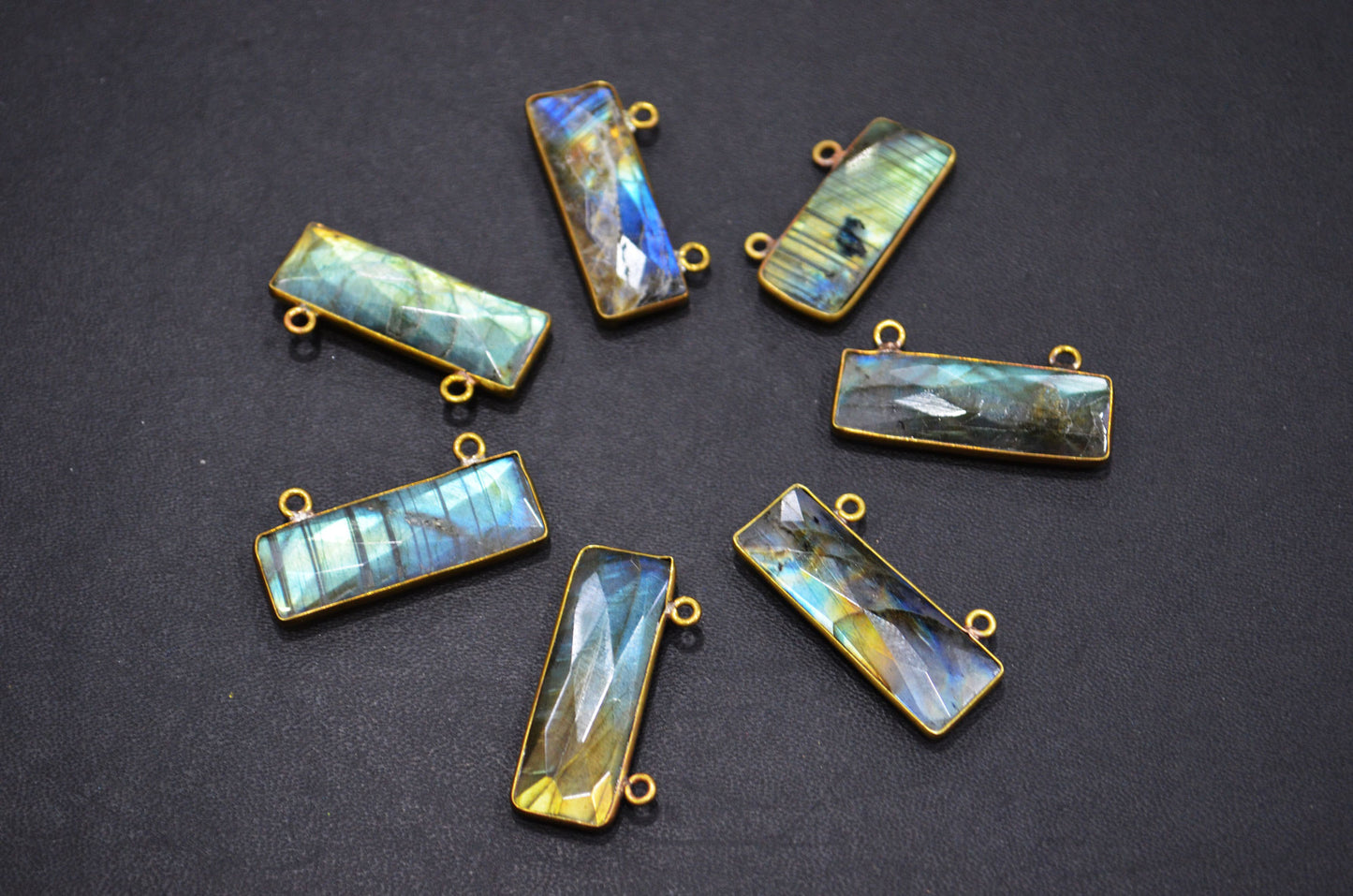Labradorite Faceted Baguette Shape Connector , Sold By Piece , 12x31 mm , RB-5417