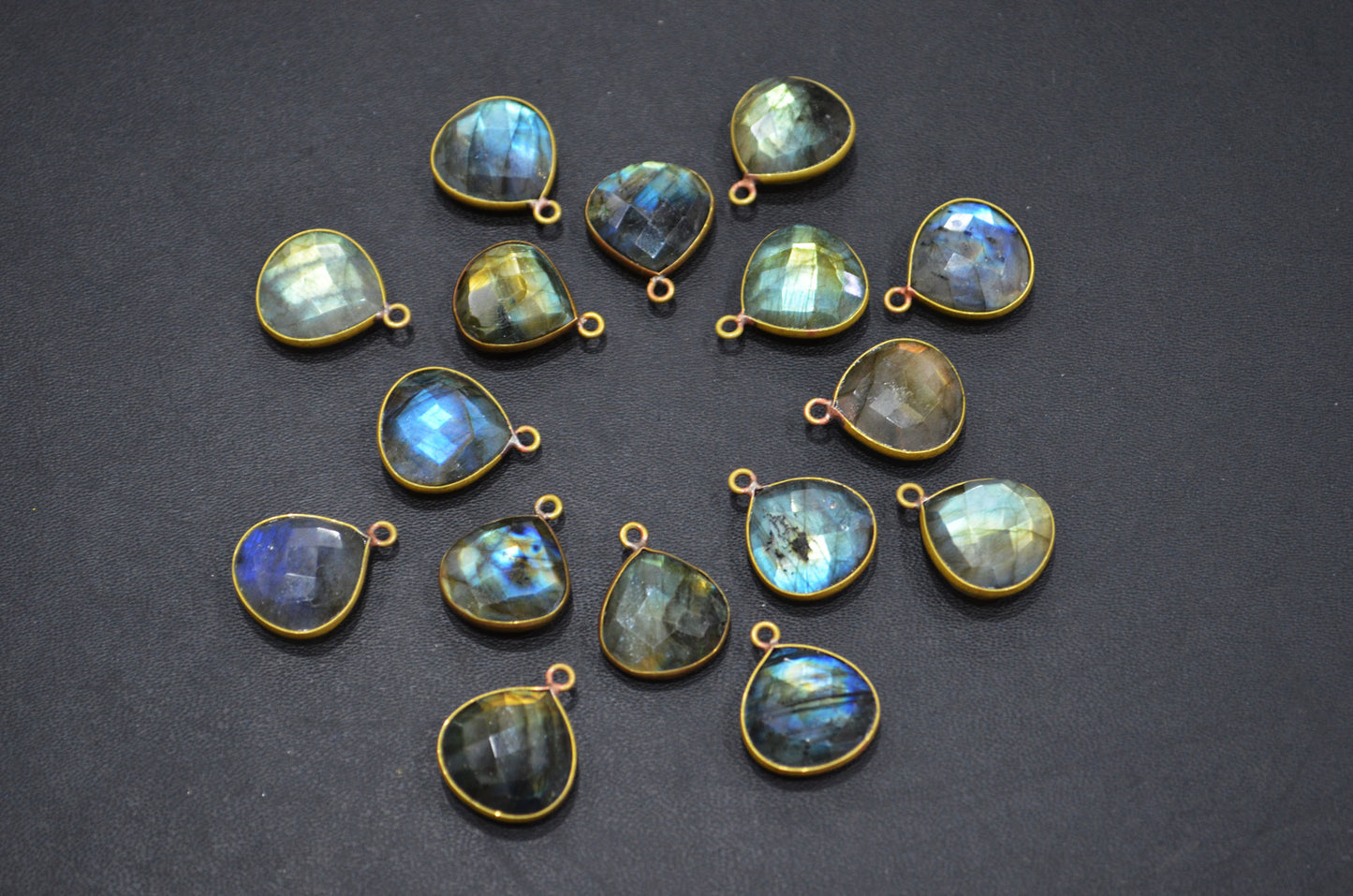 Labradorite Faceted Heart Shape Connector , Sold By Piece , 15 - 16 mm , RB-5419A