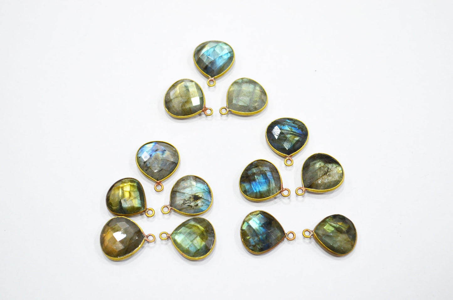 Labradorite Faceted Heart Shape Connector , Sold By Piece , 15 - 16 mm , RB-5419A