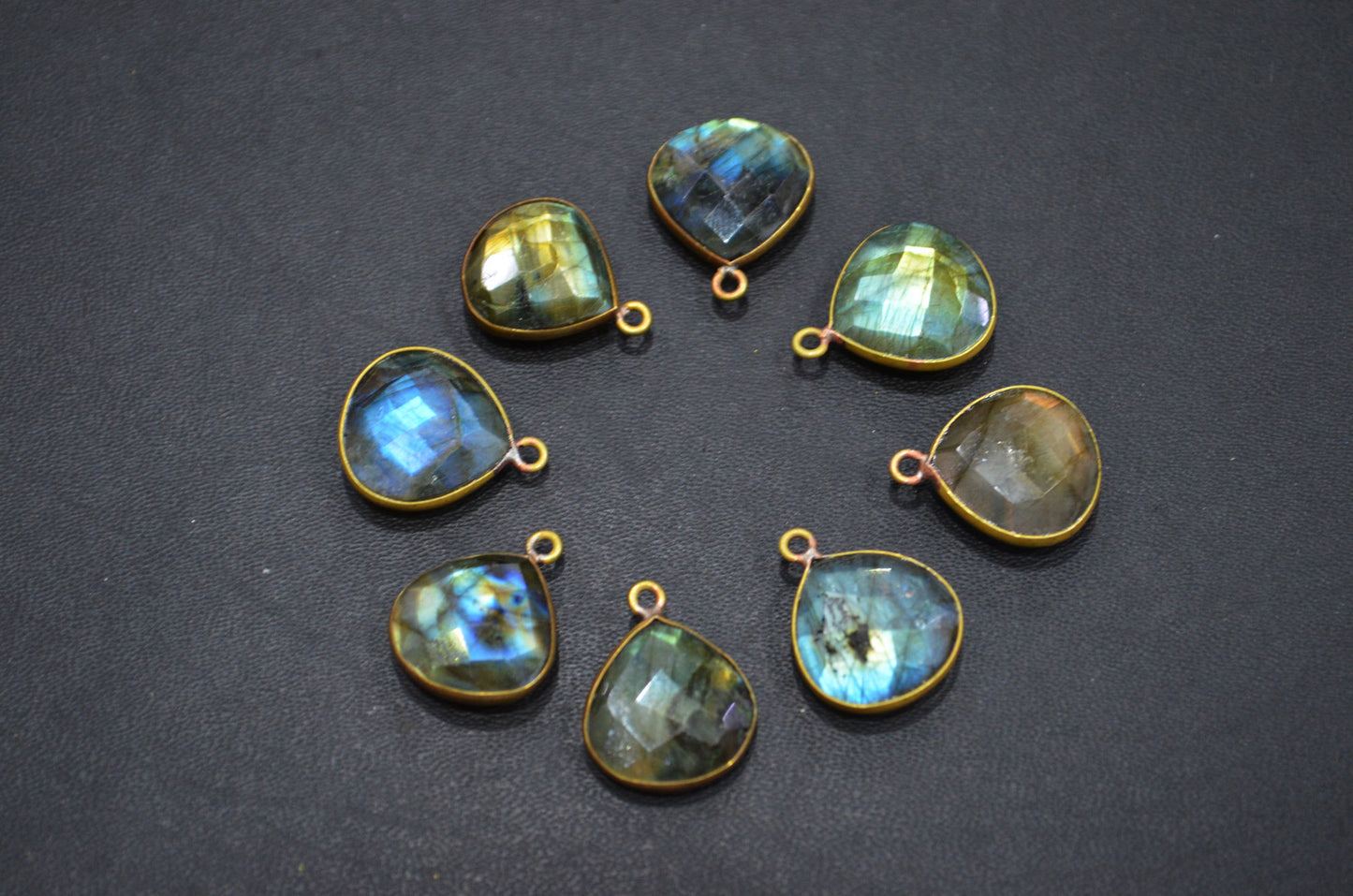 Labradorite Faceted Heart Shape Connector , Sold By Piece , 15 - 16 mm , RB-5419A