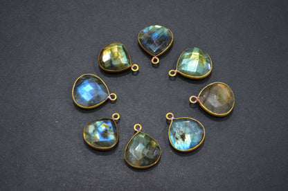Labradorite Faceted Heart Shape Connector , Sold By Piece , 15 - 16 mm , RB-5419A