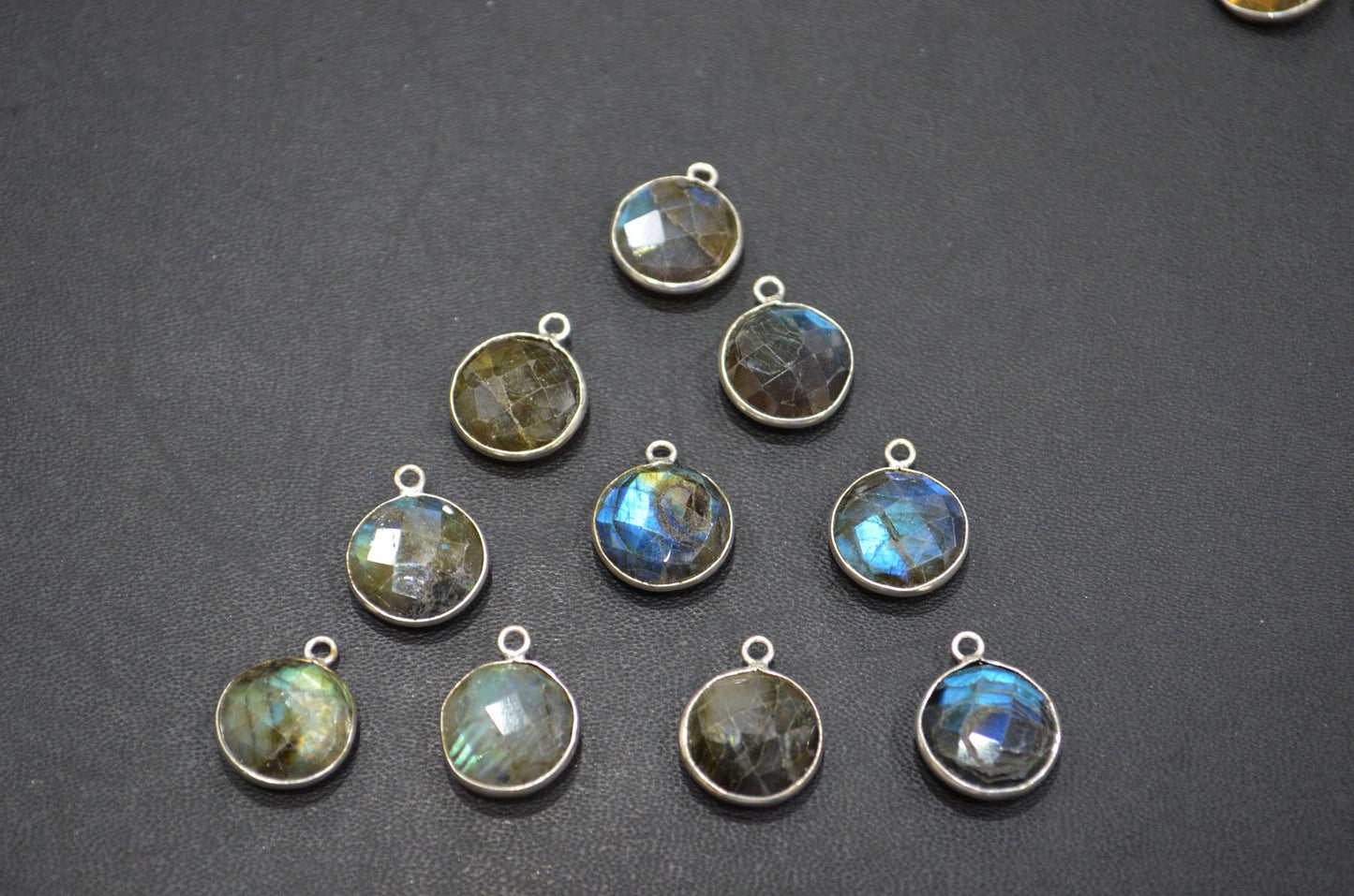 Labradorite Faceted Coin Shape Connector , Sold By Piece , 12 - 13 mm , RB-5419B