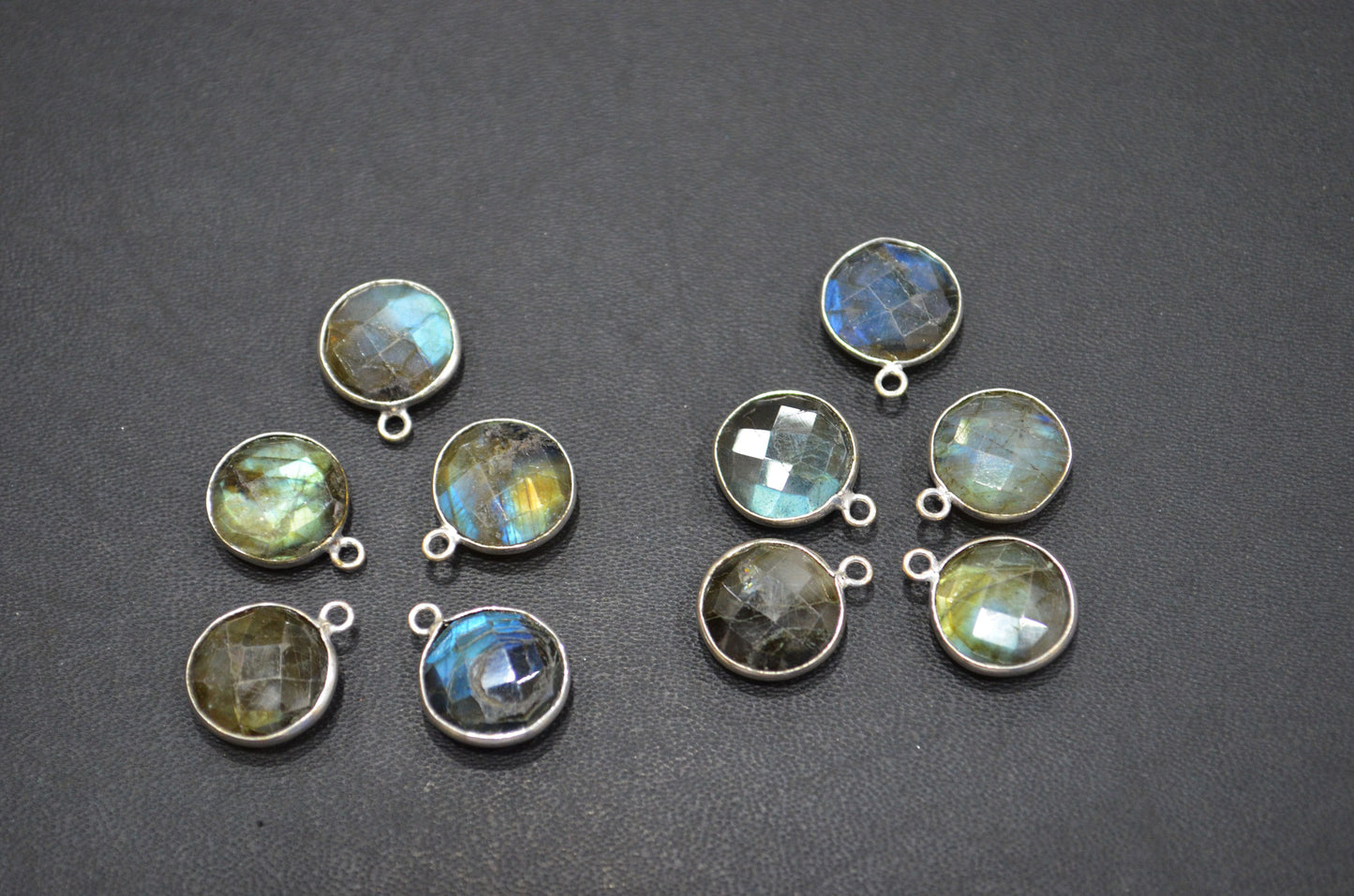 Labradorite Faceted Coin Shape Connector , Sold By Piece , 12 - 13 mm , RB-5419B