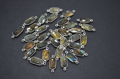 Labradorite Faceted Baguette Shape Connector , Sold By Piece , 14 - 15 mm , RB-5419D