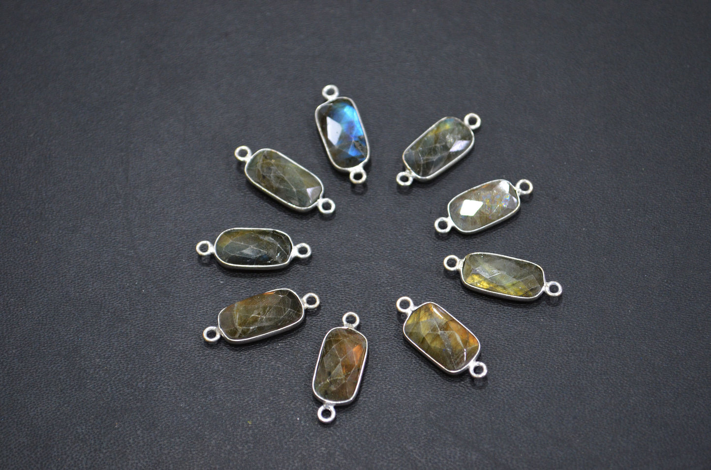 Labradorite Faceted Baguette Shape Connector , Sold By Piece , 14 - 15 mm , RB-5419D