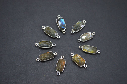 Labradorite Faceted Baguette Shape Connector , Sold By Piece , 14 - 15 mm , RB-5419D