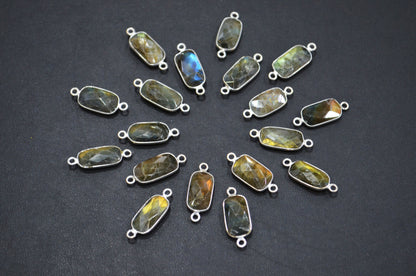 Labradorite Faceted Baguette Shape Connector , Sold By Piece , 14 - 15 mm , RB-5419D