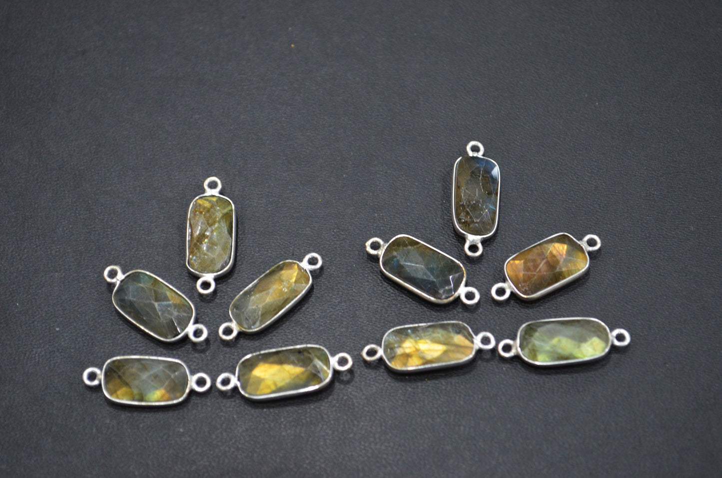 Labradorite Faceted Baguette Shape Connector , Sold By Piece , 14 - 15 mm , RB-5419D